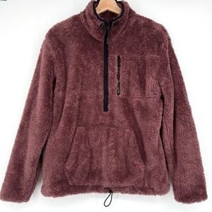 PINK Victoria's Secret Fuzzy Teddy‎ Fleece Half Zip Pullover Oversized XS